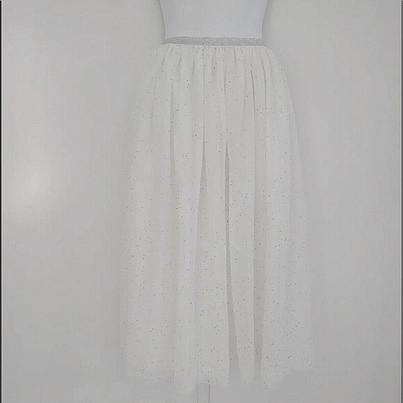 NEW: Ladies Girly Party Ivory Sheer w/Colorful Sparkly Confetti Tulle Skirt - Picture 12 of 16